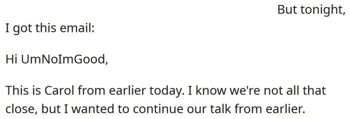 A while later, the OP received an email from the mother.