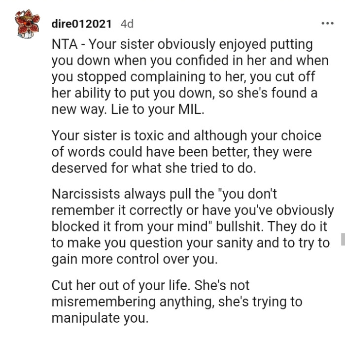 Your choice of words is deserved for what she did