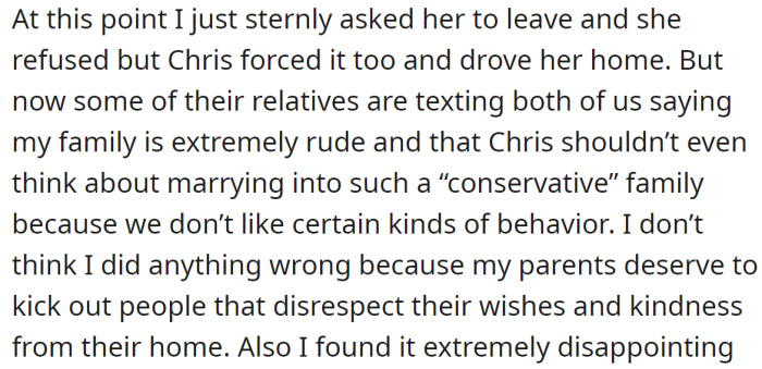 So Chris intervened and drove her home: