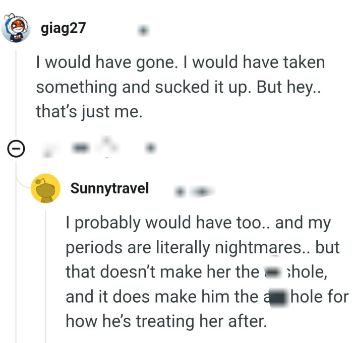 This Redditor would have sucked it up and went