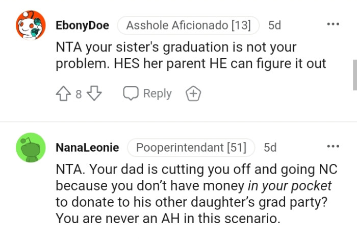 OP's dad is cutting her off and going no contact