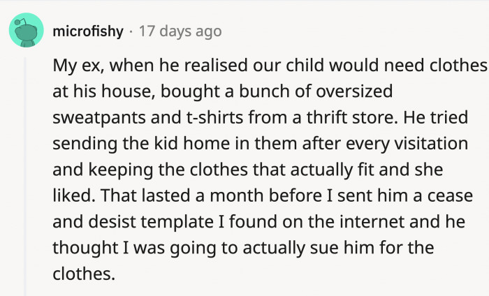 One Redditor tried to scare her ex into stopping what he was doing with this