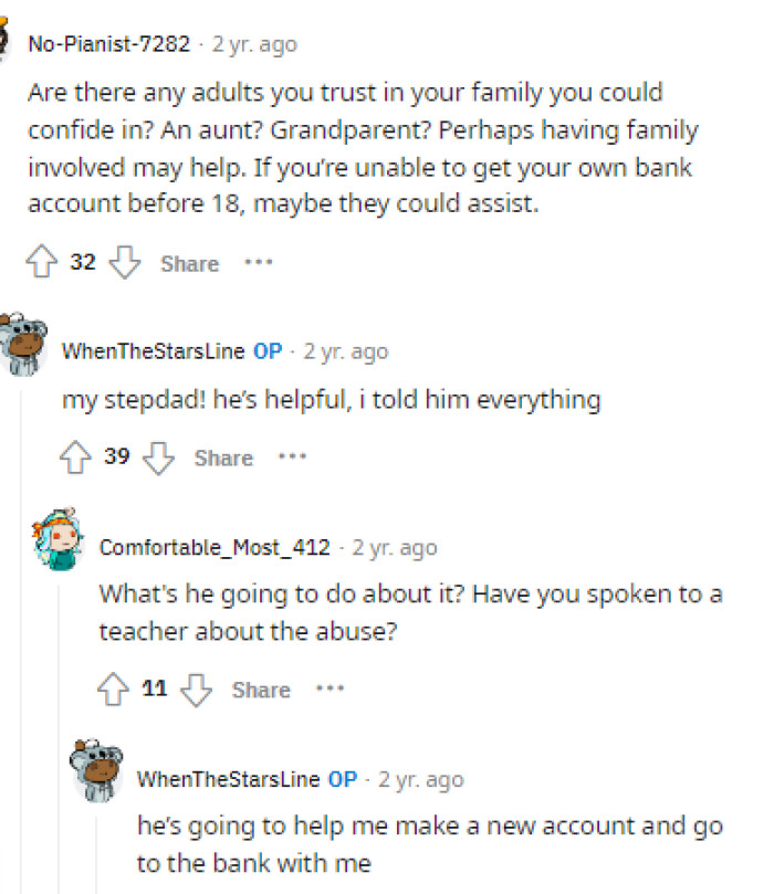 It turns out that OP's stepdad is being quite helpful and seems to be on OP's side regarding granting access to his account.