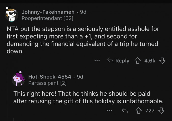 OP's son is the real a-hole in this situation.