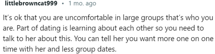 Express concerns about discomfort stemming from frequent group dates