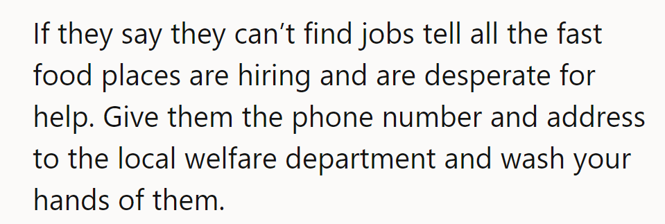 Fast food's hiring. Welfare's number: call it quits.