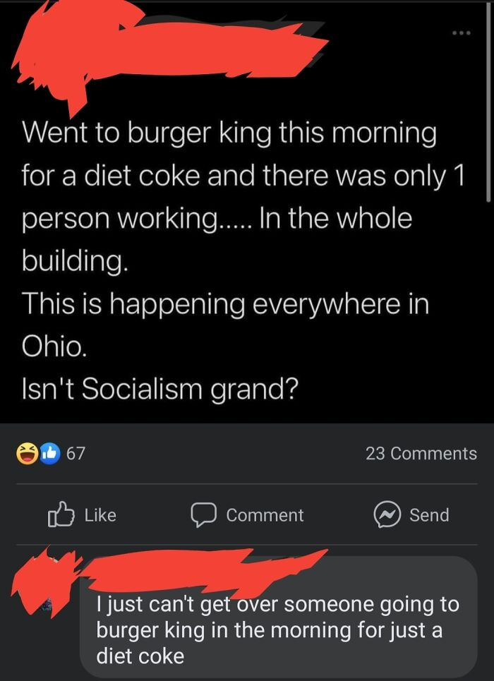 33. Ah, yes, socialism is to blame. Definitely not corporate greed, captialism, and one of the most pathetic and disproprotionate pay to expectations ratio in an industrialized nation!
