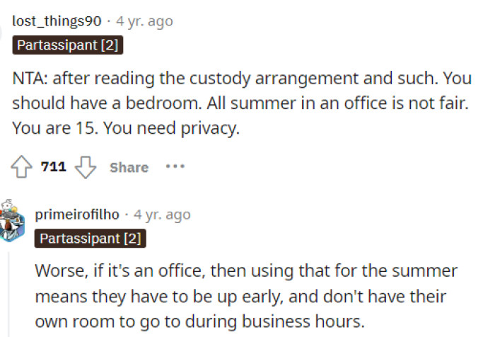 It doesn't seem like this room is going to be able to serve both functions, and this was the biggest issue when it came to her dad making this decision.