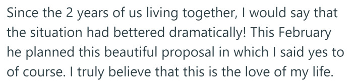 The Redditor says he is the love of her life.