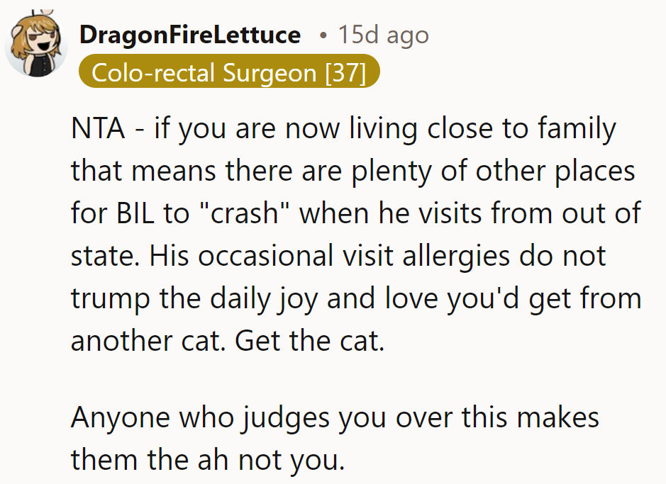 BIL can crash elsewhere or pack antihistamines. Don't let debates scratch peace!