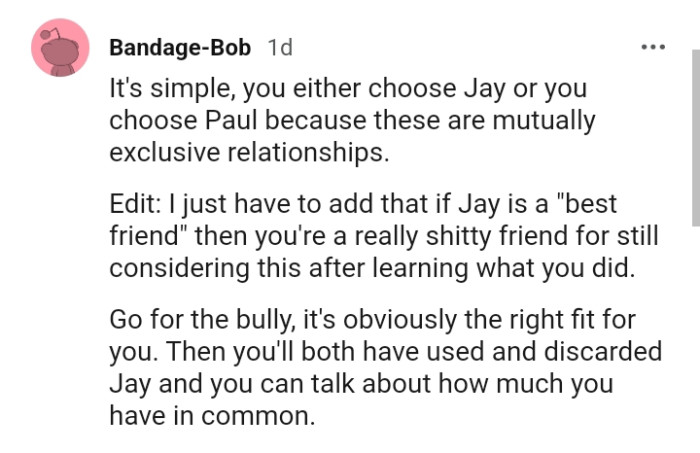 This Redditor believes that the OP would have both used and discarded Jay.