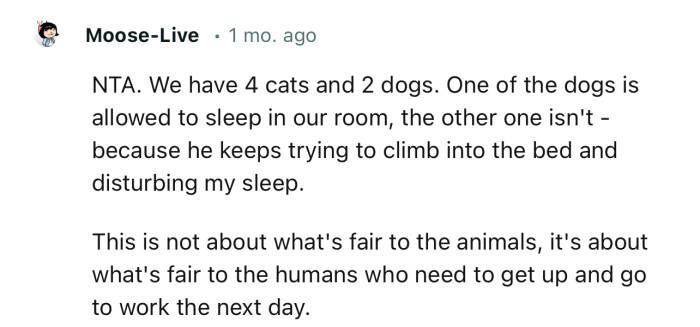 “This is not about what's fair to the animals; it's about what's fair to the humans who need to get up and go to work.”