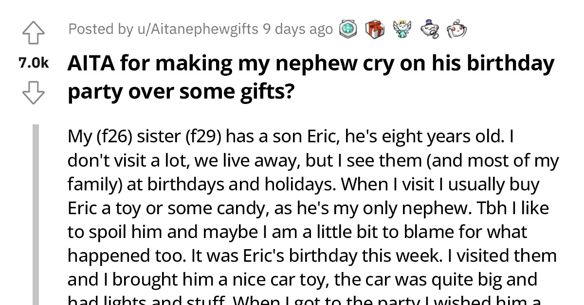 Aunt Made Her Nephew Cry At His B-day Party Because He's A Materialist, And His Parents Allow Him Such Impolite Behavior