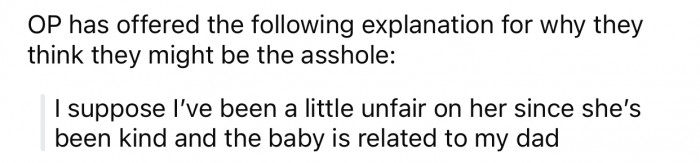 OP thinks she might potentially be the a-hole for the following reason: