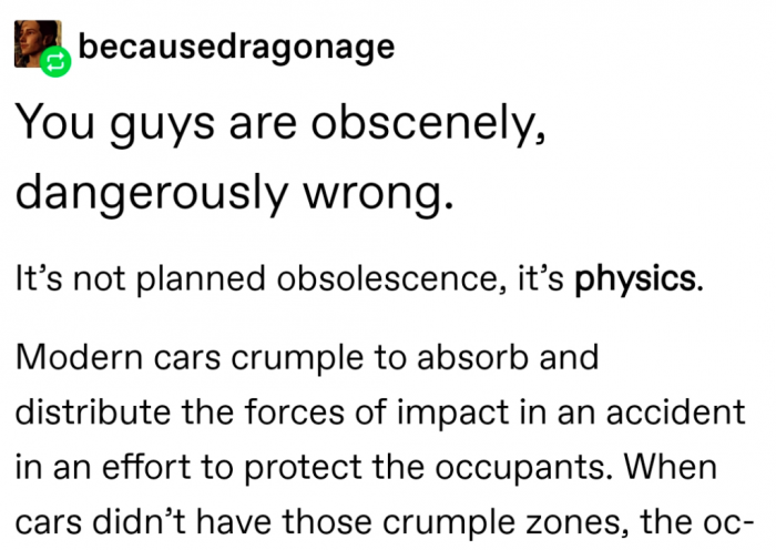 A user who goes by the username ”becausedragonage” replied to the previous claims and schooled the Tumblr user: