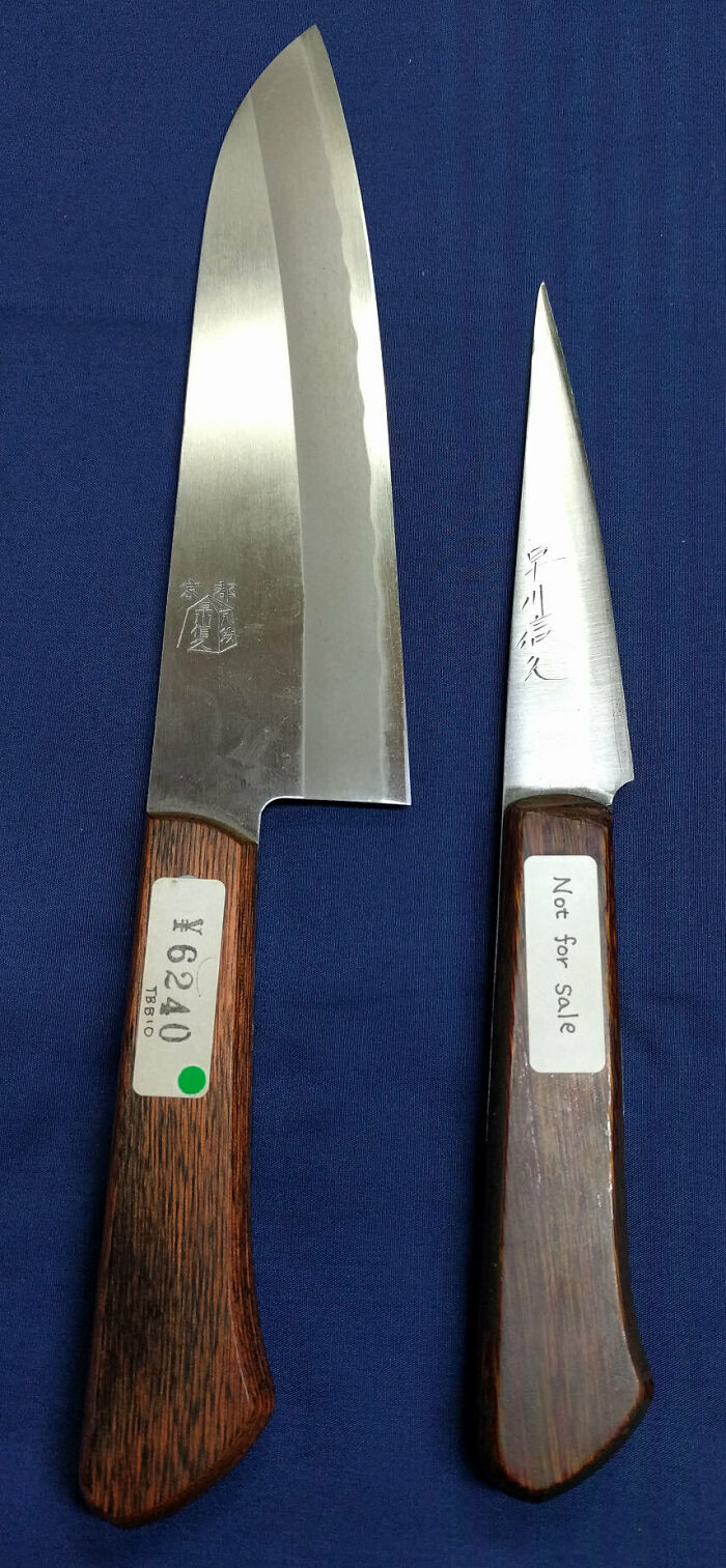 "Before And After 41 Years Of Sharpening (Found At Knife Store In Kyoto)"
