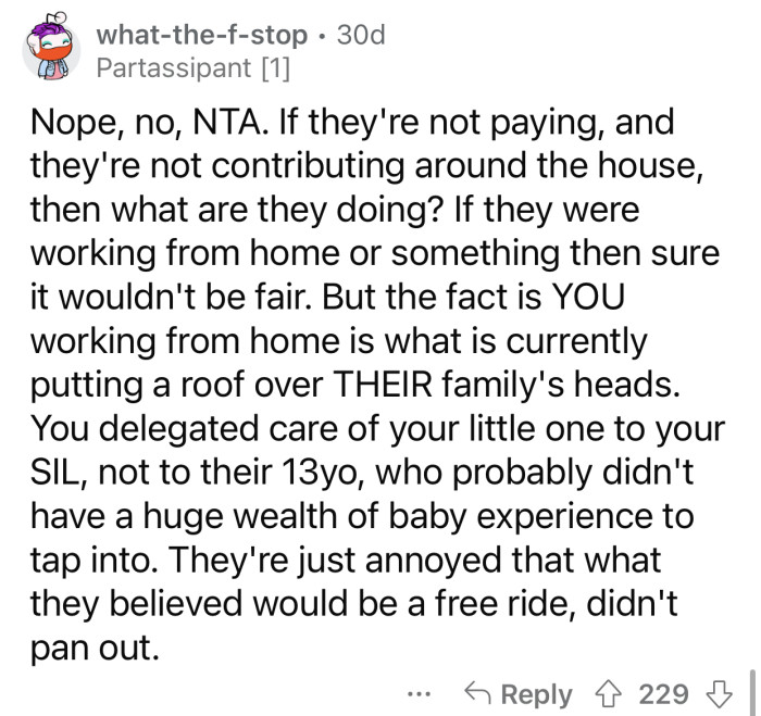 OP's work is the only thing putting a roof over their heads.