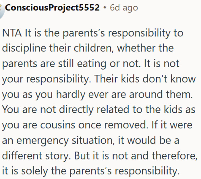 Being related does not make you responsible for correcting other people's children