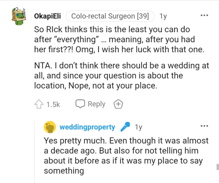 This Redditor thinks there should be no wedding