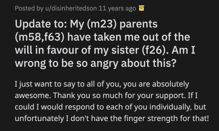 OP Posted an Update and Thanked Redditors for Their Overwhelming Support