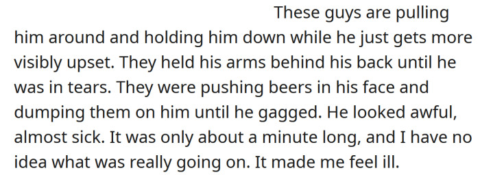 The minute-long video was disturbing, and the OP says it made her feel ill.