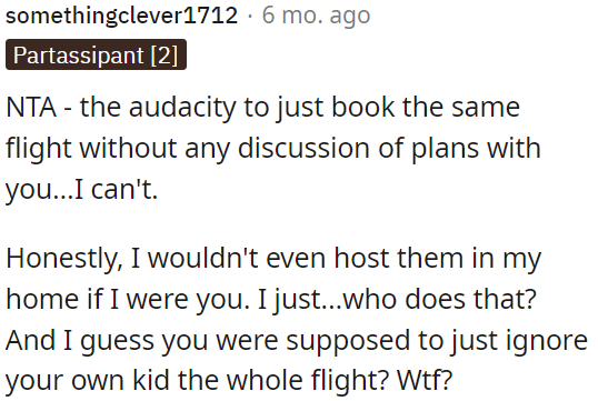 She shouldn't book the same flight without discussing plans.