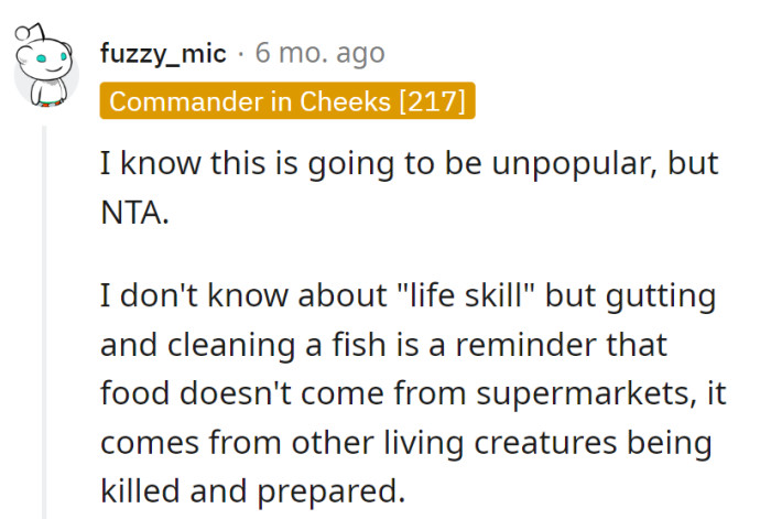 Gutting fish: a reality check that food doesn't magically appear on supermarket shelves. It's the unspoken seafood philosophy.