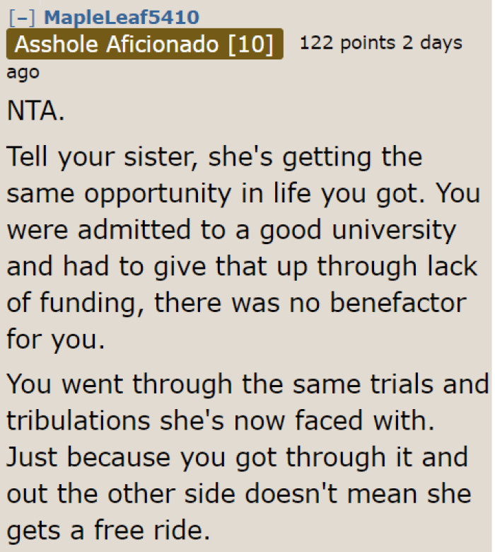 The OP's sibling needs to understand that she also needs to take charge of her life.