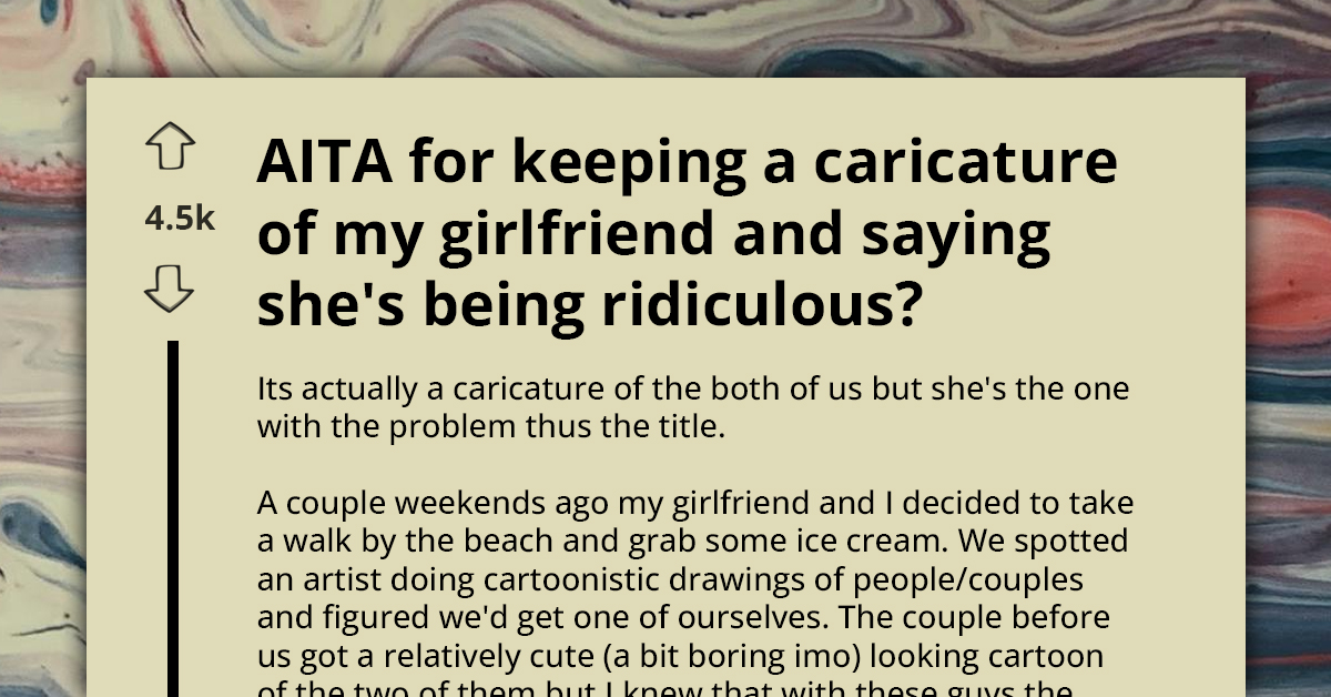 Boyfriend Displays Silly Caricature Of Him And His GF At Work Even After She Said It Reignited Her Insecurities