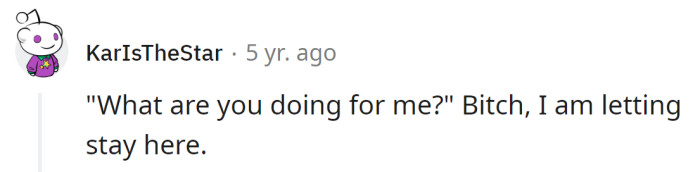 Letting her stay is already enough