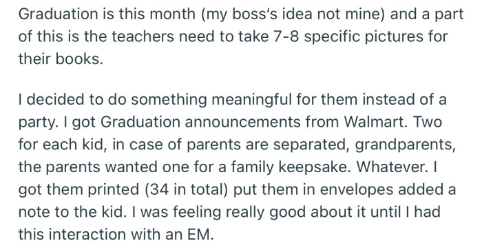 OP decided to do something meaningful for their students this graduation instead of the regular “party”