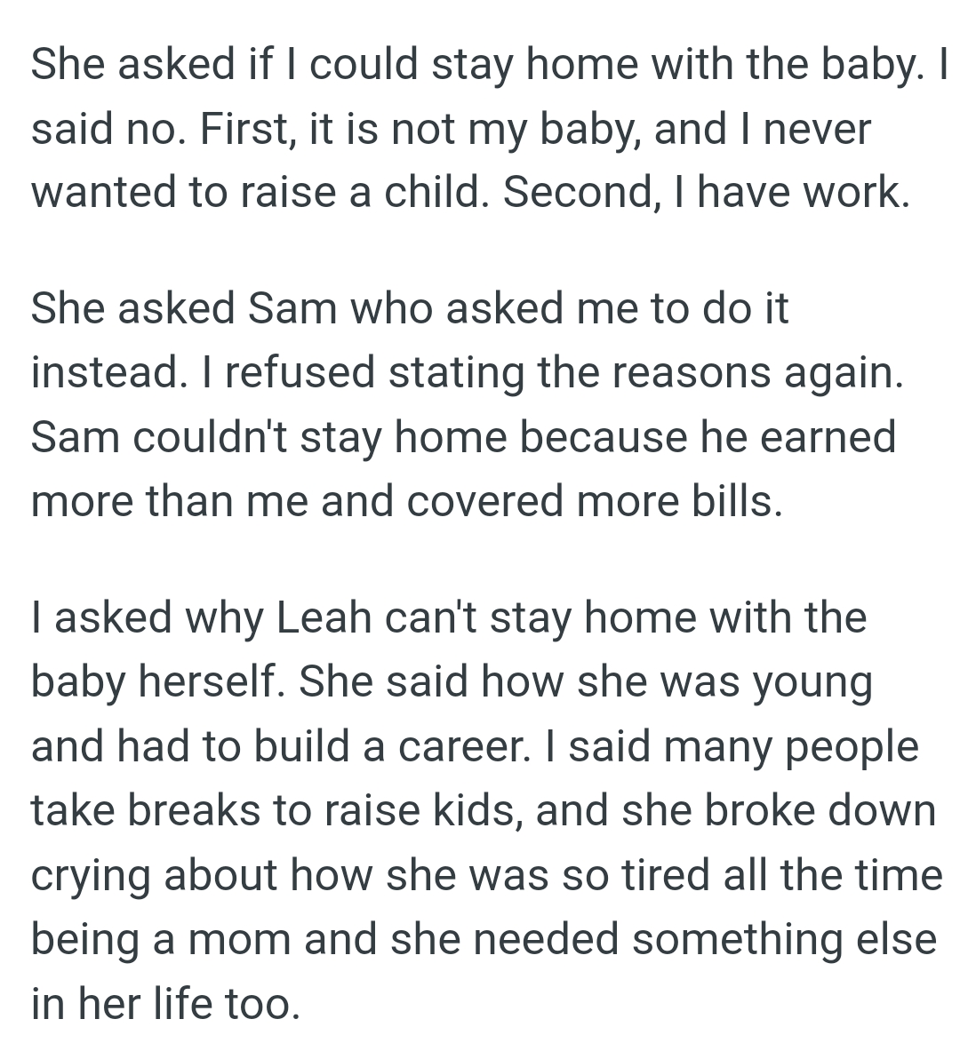 OP's stepdaughter said she was too young and had to build a career