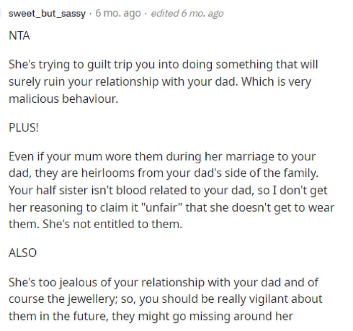 I don't think the sister is trying to ruin anything, but I believe she's feeling left out and may feel pressure since her relationship with her stepdad isn't the best.