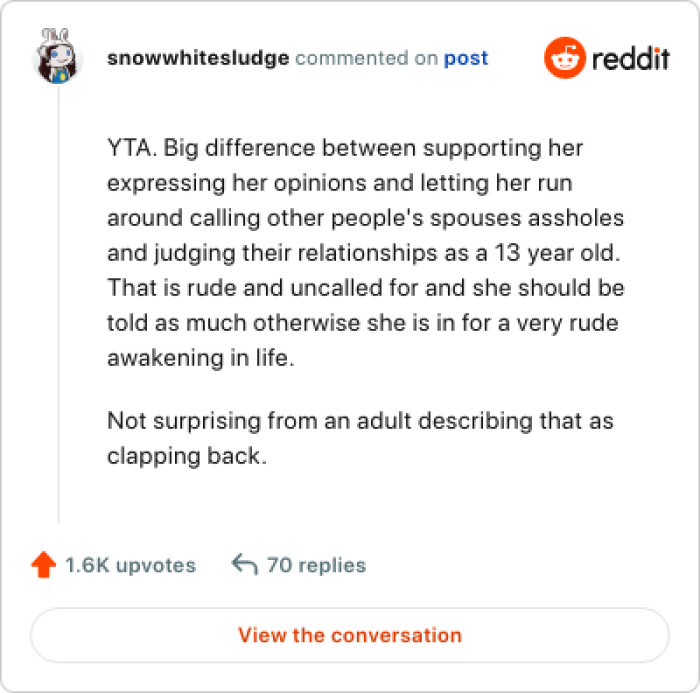 What OP's daughter did is both rude and uncalled for