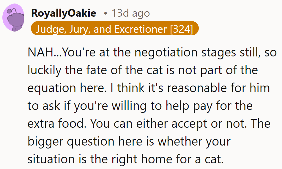 Negotiating cat deals: where fur flies and wallets tremble. Next up: a sitcom about roommates and the whiskered dilemma!
