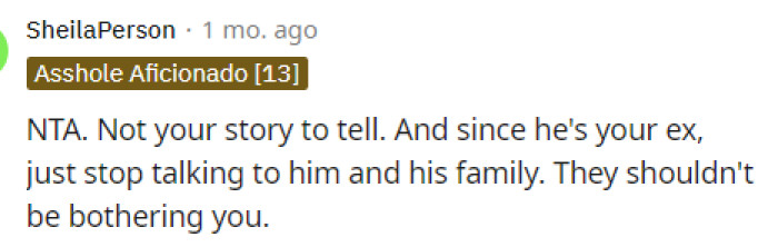 Personally, I think she did the right thing, but also, after they broke up, she didn't owe them anything, including this knowledge.