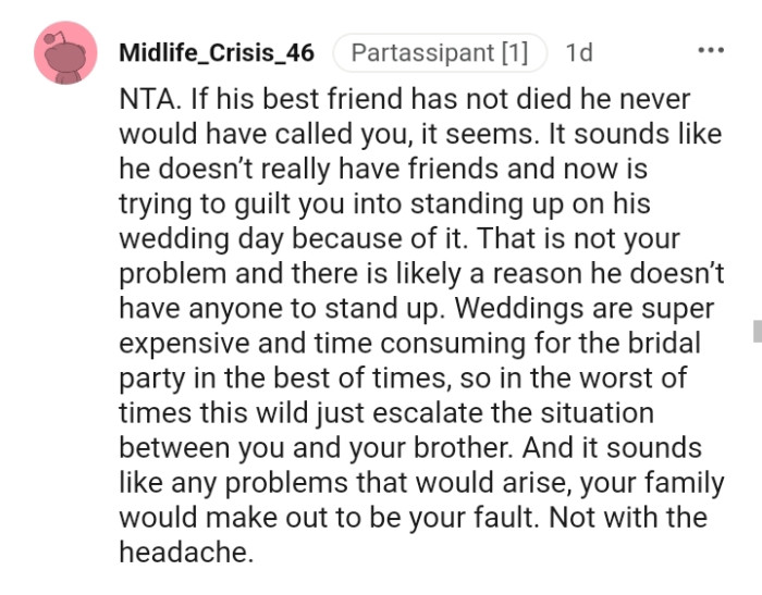 There is a reason why he doesn't have anyone to take the role