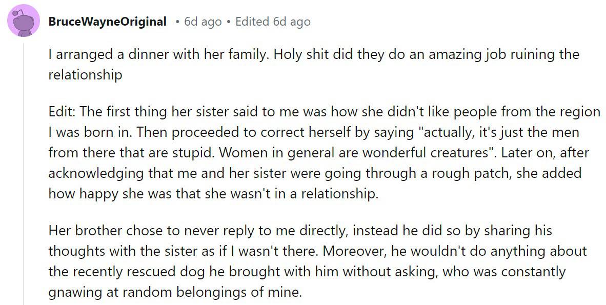 A dinner with her family