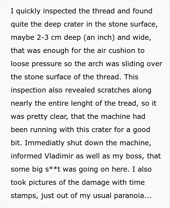 OP inspected the machine