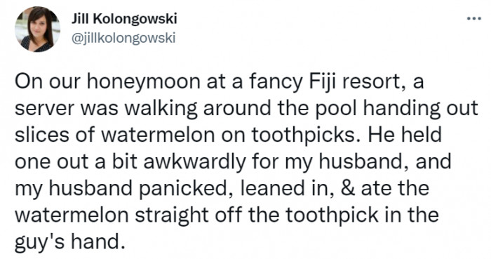 It's not really sexy watching your husband eat out of another person's hand, is it?