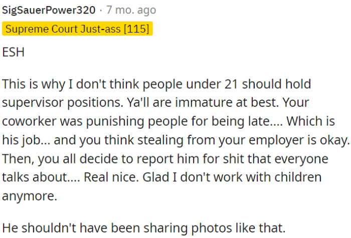 Reporting him for doing his job while tolerating theft seems hypocritical.