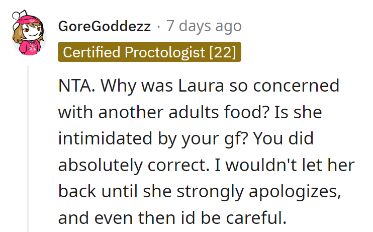 Laura, the food critic? She owes a big apology.
