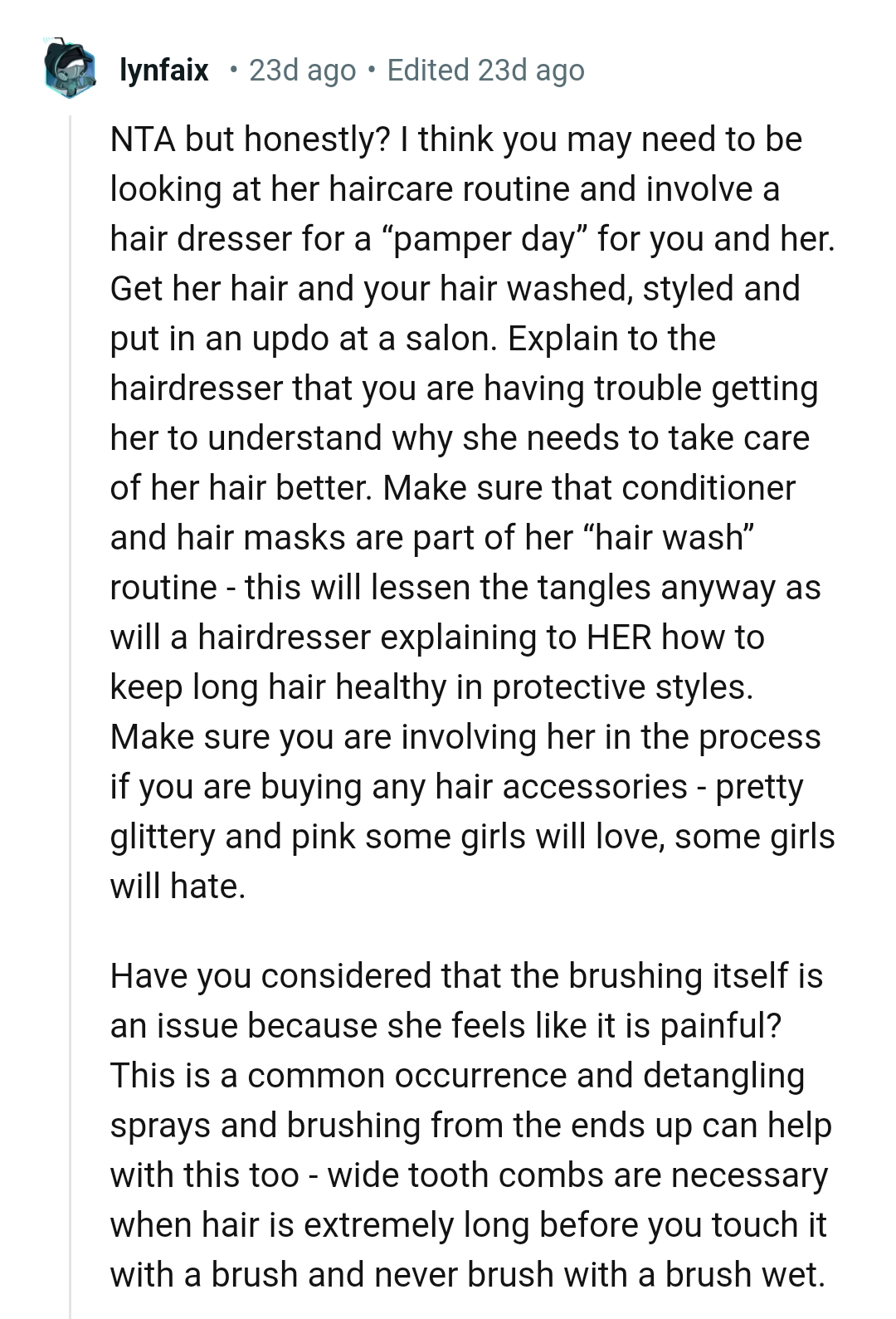 Making sure to involve her in the process