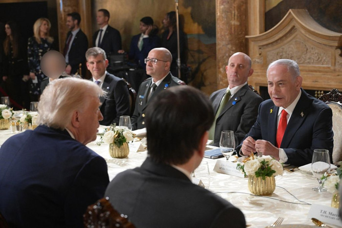 Donald Trump speaking at a press event, visibly frustrated about peace recognition.