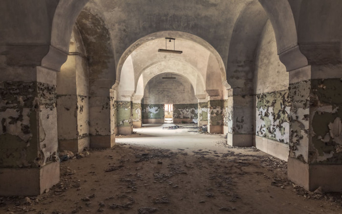 18. The peeling paint truly shows the age of this place.