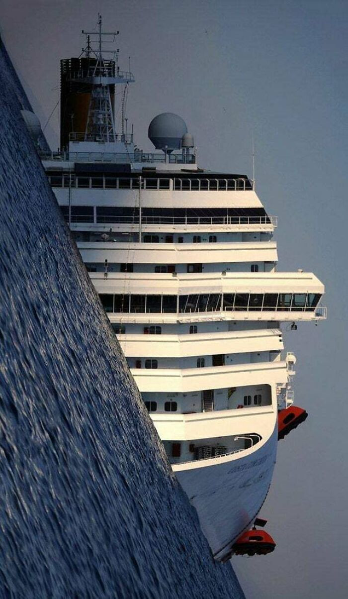 "The Wreck Of The Costa Concordia Photographed By A Tilted Camera"