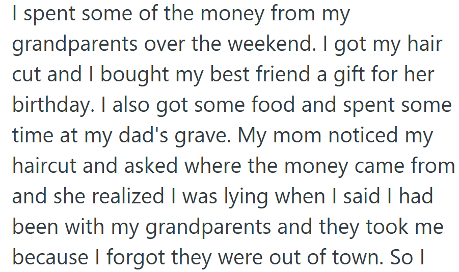 When She Finally Spent a Little of Her Saved Money—on a Haircut, a Small Gift, and a Quiet Visit to Her Dad’s Grave—it Didn’t Take Long for Her Mom to Notice.