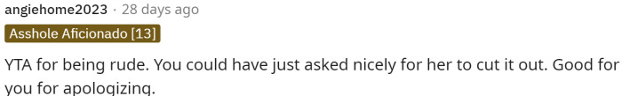 Some people said that OP was the TA because of how they reacted and how they spoke to their friend, who didn't realize she was doing anything wrong.