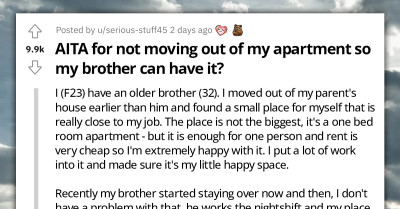 Entitled Parents Ask Their Daughter To Vacate The Apartment She Is Renting So Their Golden Child Could Move In
