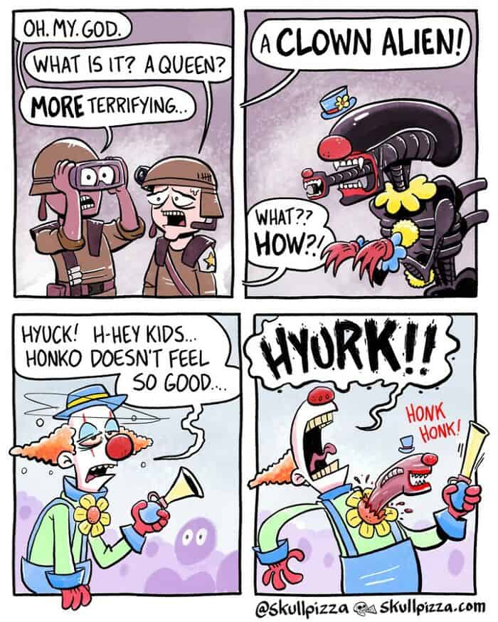 17. Who even thinks about making an alien a clown?